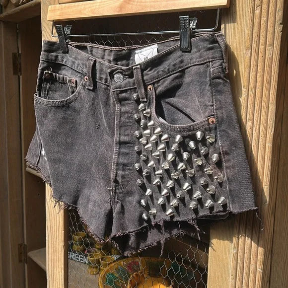 Levi's 501 Upcycled Studded Cut Off Jean Shorts - Picture 6 of 12